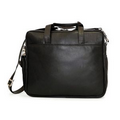 Antain Casual Soft Sided Leather Briefcase w/ Detachable Strap - Midnight Black